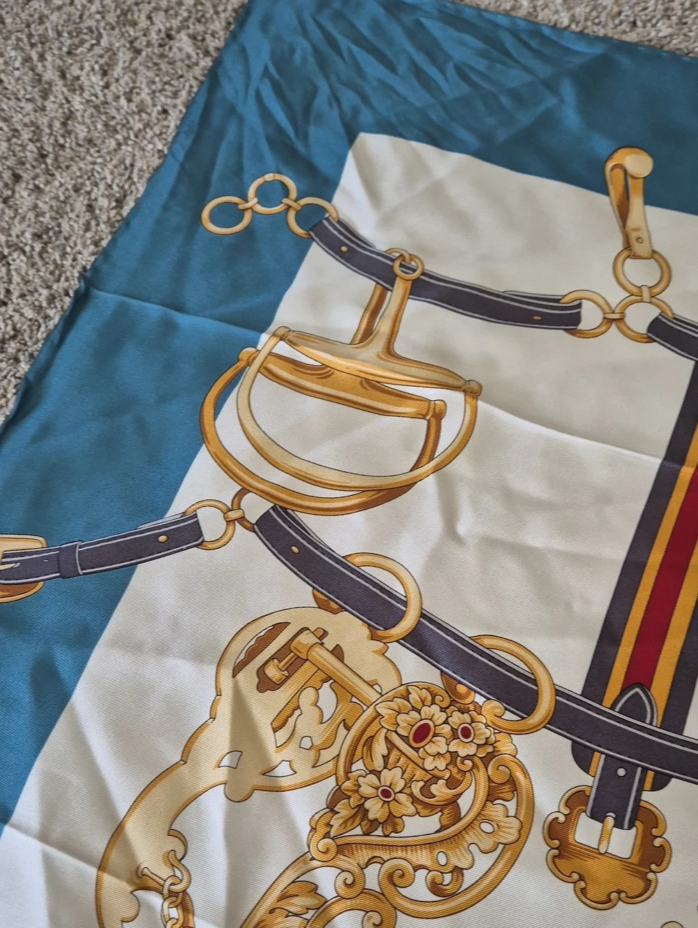 Silk Decorative Scarf Throw in Teal and Gold